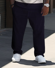 Big & Tall Men's Striped Color Matching Sports And Leisure Two-Piece Set