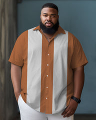 Big Guys Color Block Bowling Casual Beach Short Sleeve Shirt