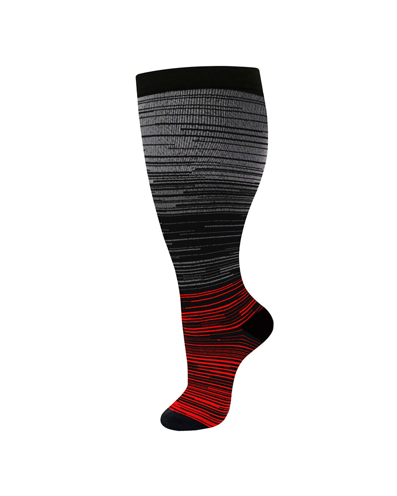 2XL-4XL Gradient Striped Running Fitness Compression Socks, For Obese Men And Women Sports Socks