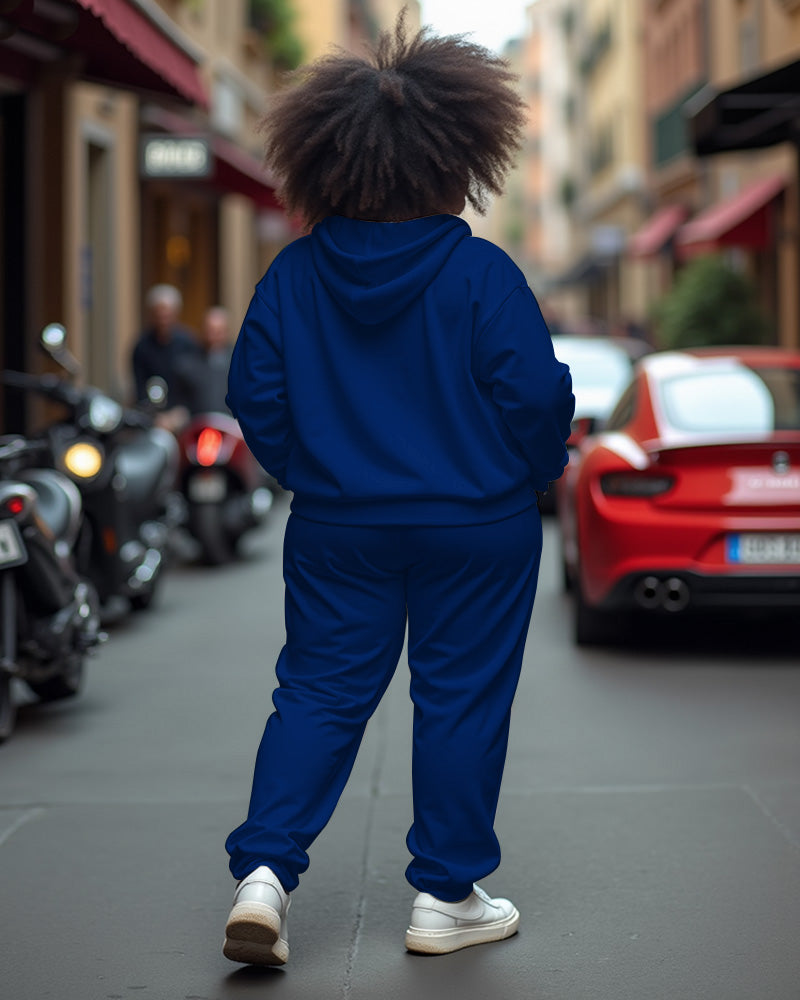 Women's Plus Size LA Long Sleeve Hoodie and Casual Pants Set
