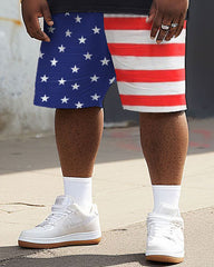 Men's Plus Size Independence Day Flag Patchwork Printed Large Men's Suit
