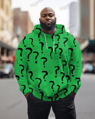 Men's Question Mark Print Plus Size Hoodie Suit