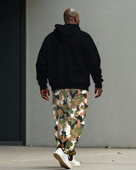 Men's Plus Size Bear Camo Print Hoodie Suit