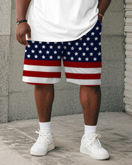 Men's Plus Size Independence Day Letter Print Round Neck Short Sleeve T-Shirt Shorts Suit