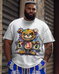Men's Plus Size T-shirt & Shorts Tracksuit with Violence Bear Graffiti