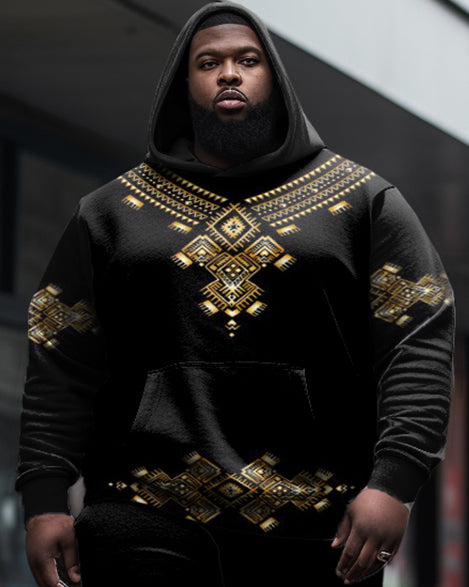 Men's Big & Tall 2 Piece Tracksuit Retro Viking Style Hoodie Set