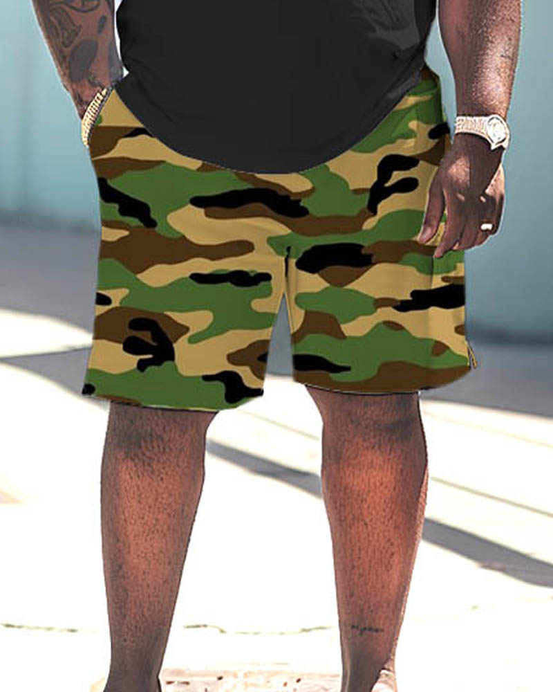 Men's Plus Size Camouflage Print Large Men's Set