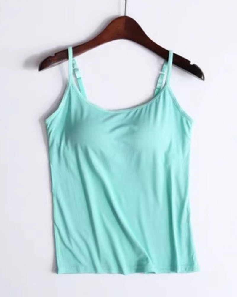 S-6XL Women's Plus Size Solid Color Long Modal Camisole With Chest Pad