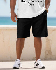 Men's Plus Size Gift For Father Short Sleeve POLO Shirt Shorts Suit