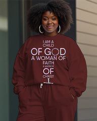 Women's Plus Size Letter Printing Long Sleeve Sweatshirt and Solid Color Casual Pants Set