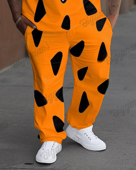 Men's Big and Tall Fred Flintstone Tie T-shirt and Pants Two-Piece Set