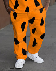 Men's Big and Tall Fred Flintstone Tie T-shirt and Pants Two-Piece Set