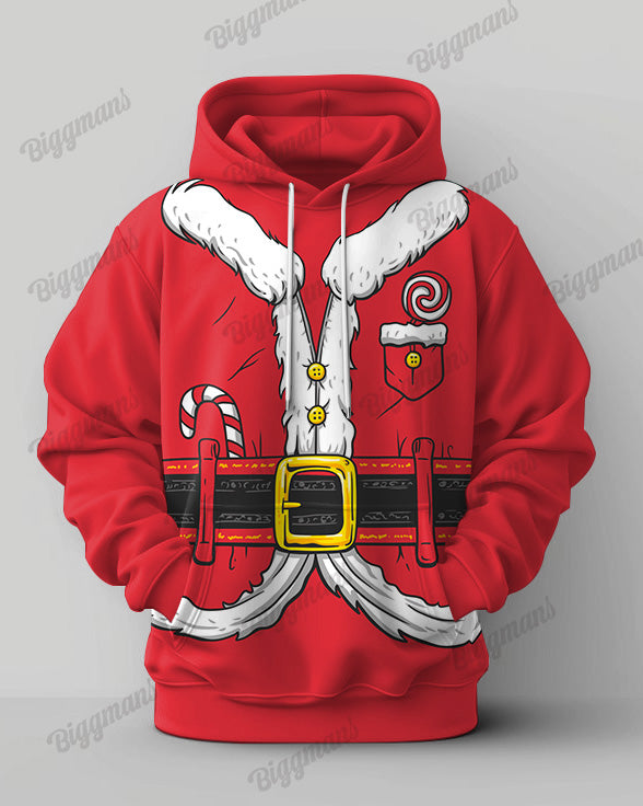Big Guy's Christmas Santa Claus Cosplay Print Hoodie Sweatshirt