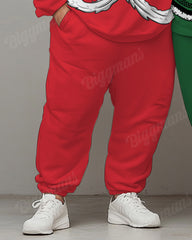 Couple Big and Tall Christmas Santa Elfie Cosplay Sweatshirt 2-Piece Set