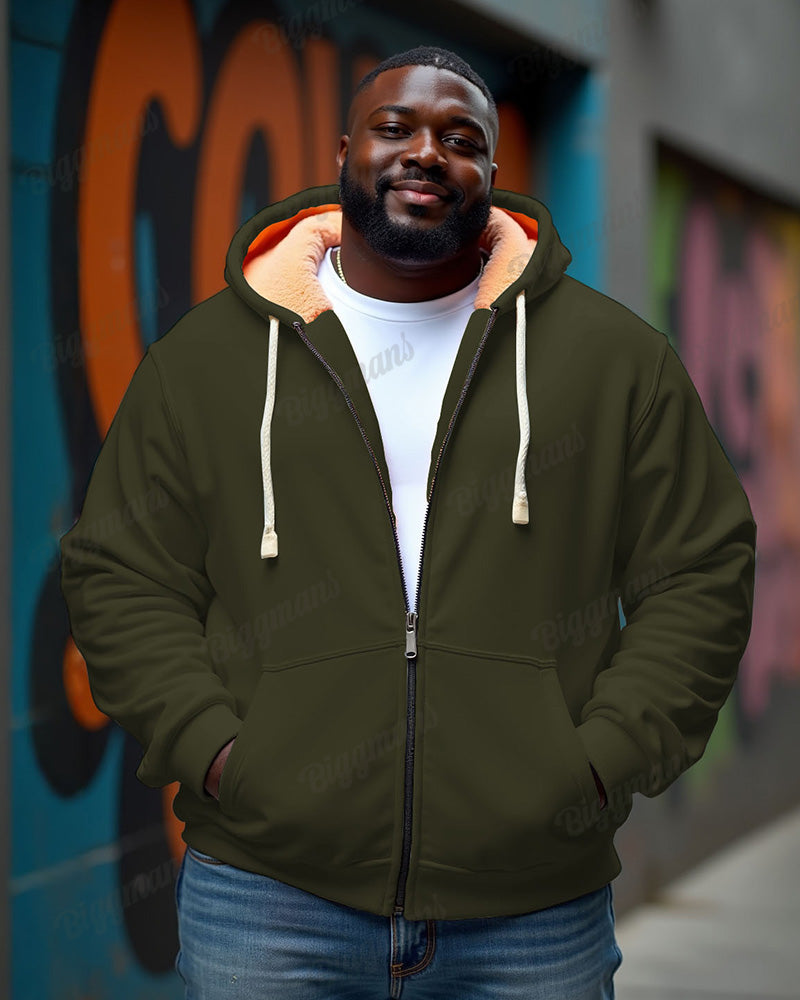 Men's Big & Tall Solid Color Fleece Zipper Cardigan Hoodie