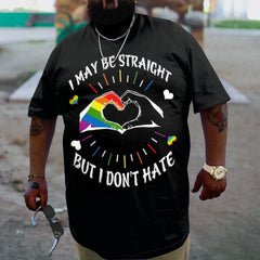 Men's Plus Size I May Be Straught But I Don’t Hate Rainbow Print T-Shirt