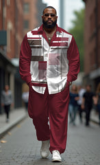 Big Men's Red Square Gradient Long Sleeve Walking Set