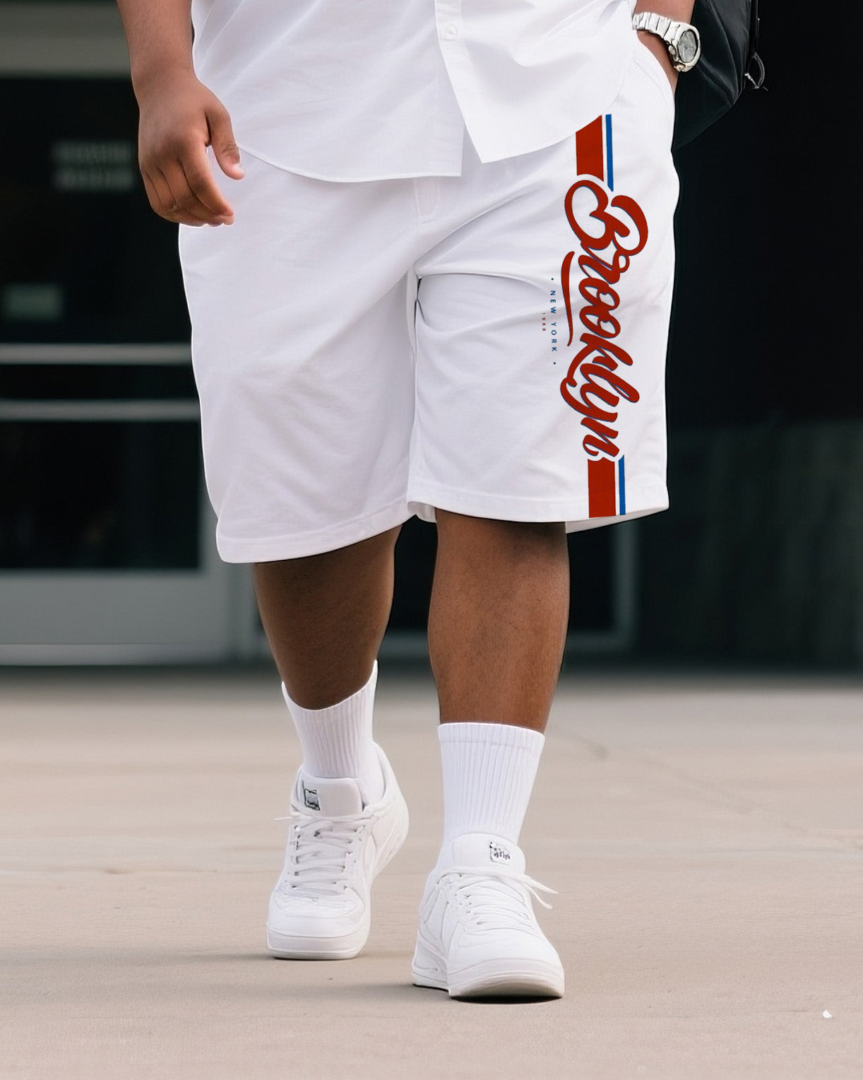 Big & Tall Men's Daily Leisure. Original Design Academy Style. Printed Short Sleeve Shirt Shorts Suit