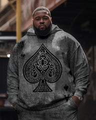 Big Guy's 2 Piece Tracksuit Hip Hop Poker Hoodie and Pants Set