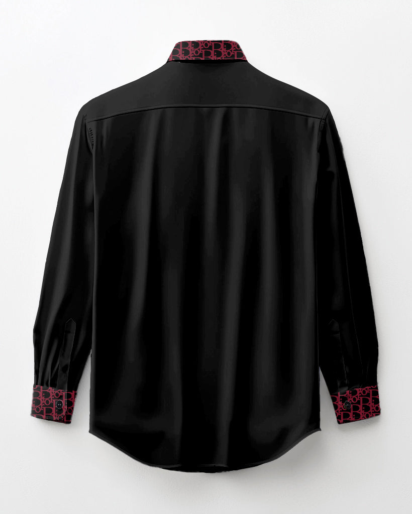 100% Cotton Featured Patchwork Lapel Long Sleeve Shirt Big Guys