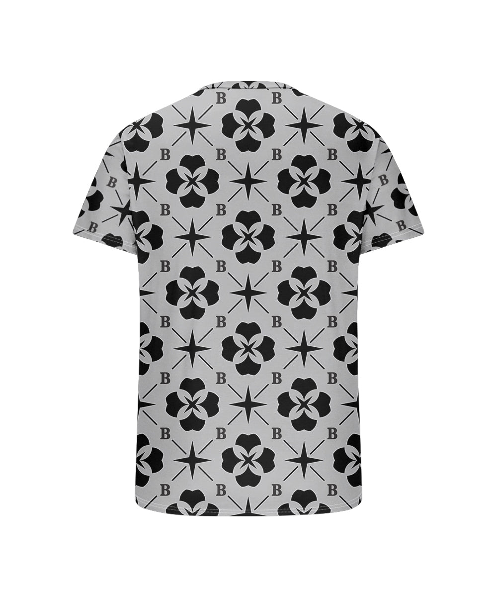 Men's Plus Size Daily Casual Grey Diamond Geometric Letter Print Henry Collar Button Short Sleeve T-Shirt
