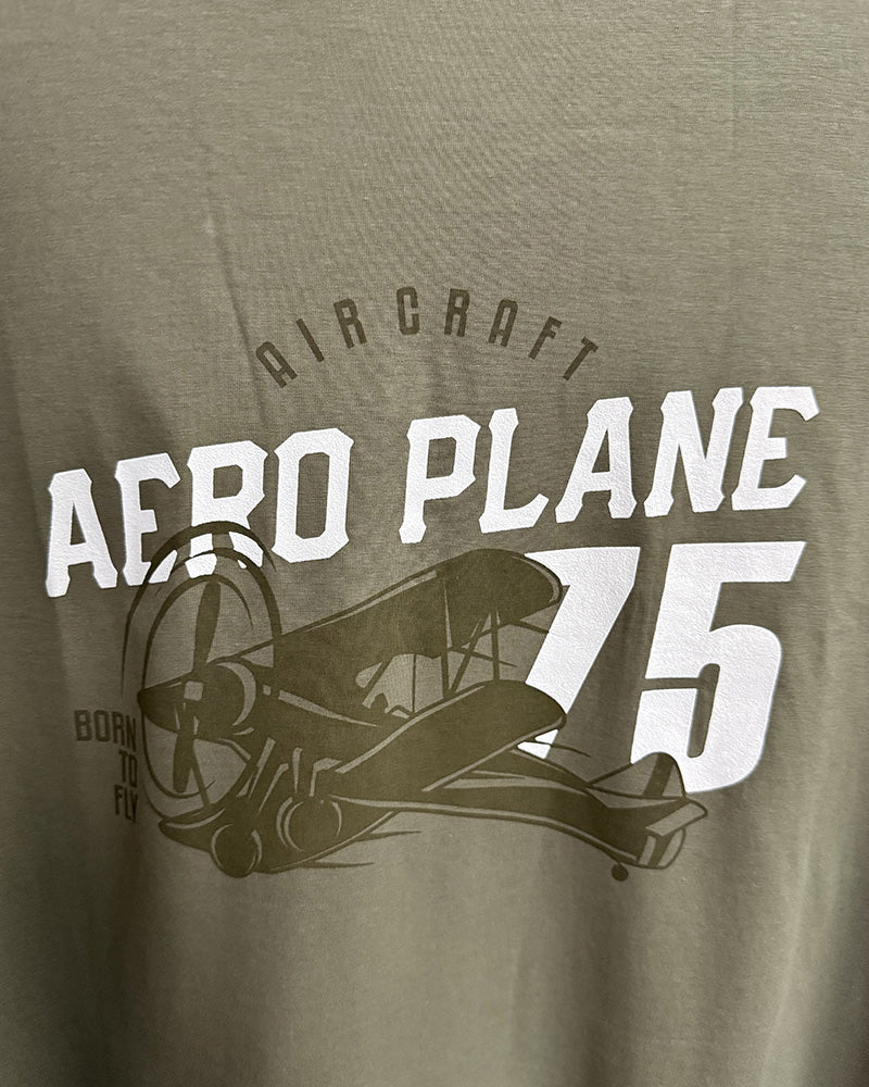 4XL-10XL Big & Tall Men's Daily Leisure Aircraft Letters Cotton Crewneck Short Sleeve T-Shirt
