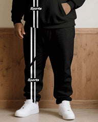 Big & Tall Men Fall/Winter Joker Black Sports Letter Printed Hoodie Suit