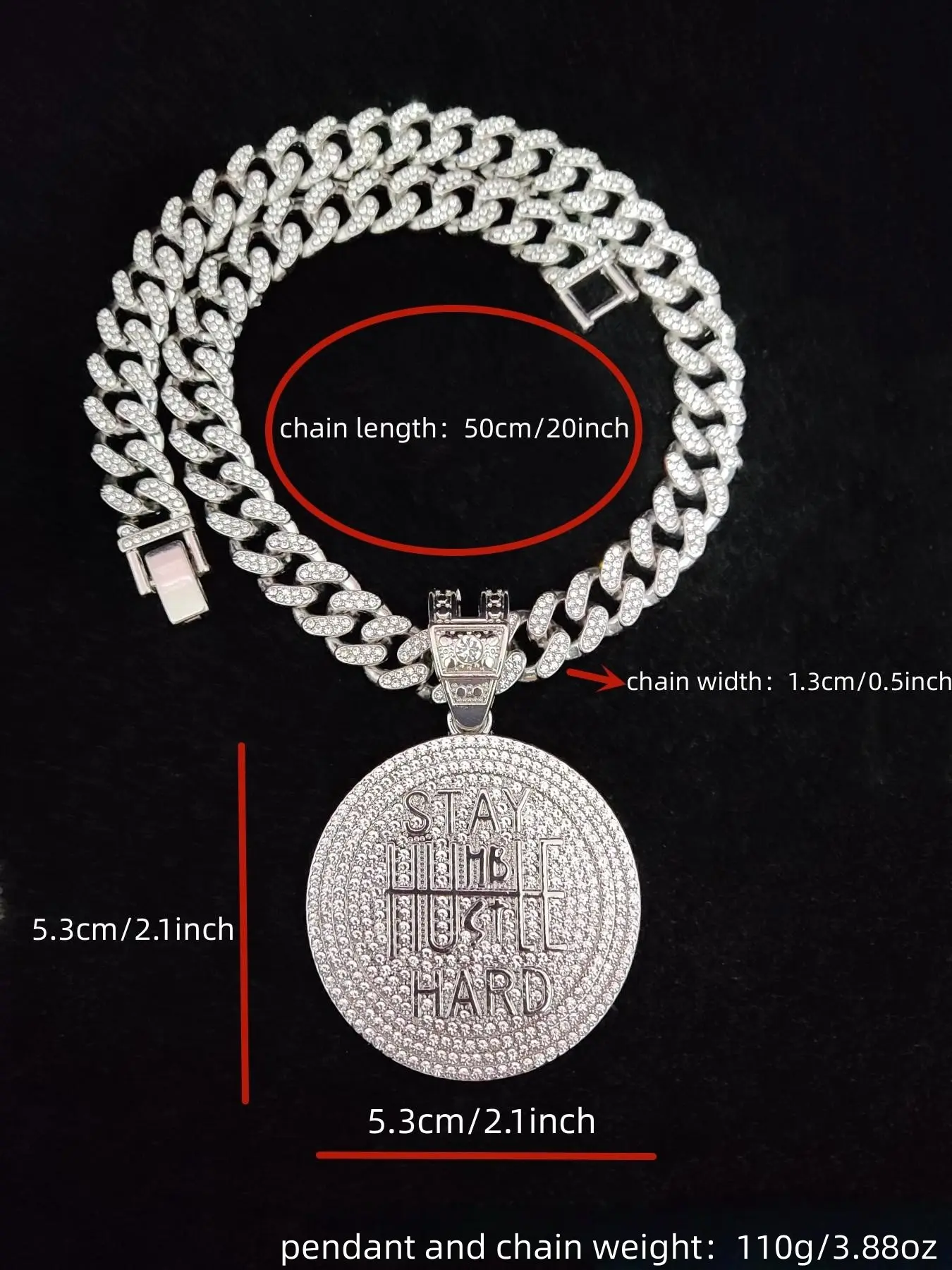 Big & Tall Men's 1 Piece Fashion Rhinestone Decorated Round Pendant Initial