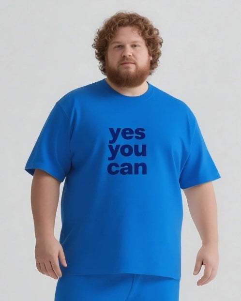Keep Going You Can Do It Men's Big and Tall Simple Letter Short Sleeve T-shirt Shorts Set