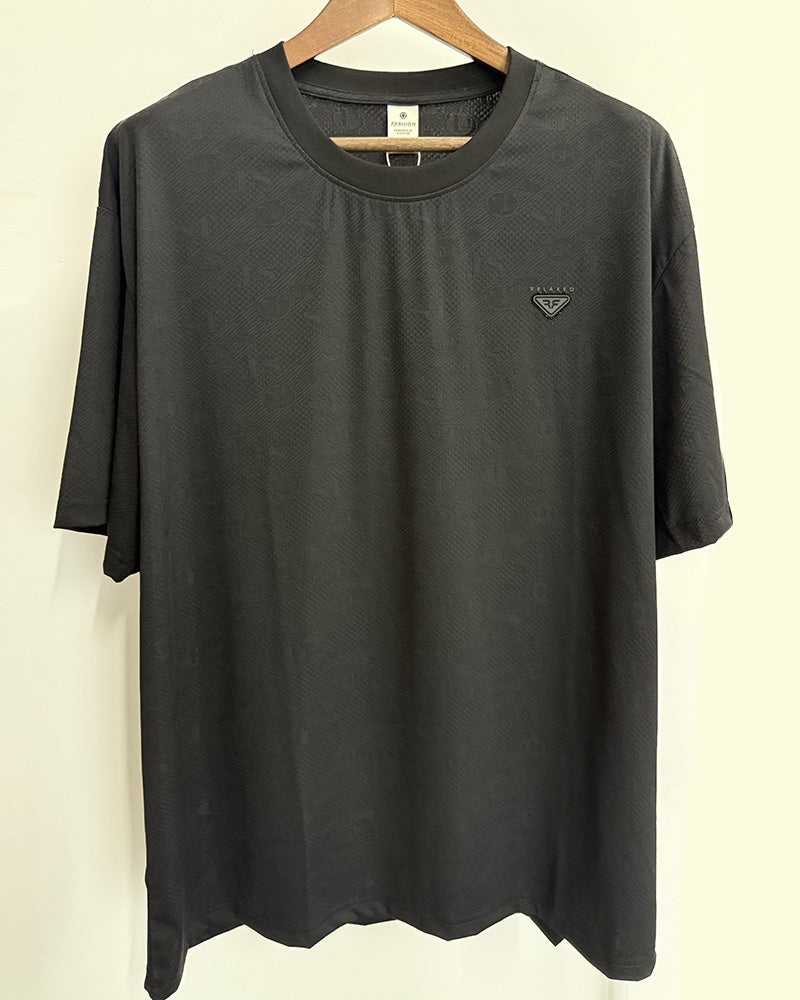 4XL-8XL Big & Tall Men's Daily Casual Quick-drying Jacquard Crewneck Short-sleeved T-shirt