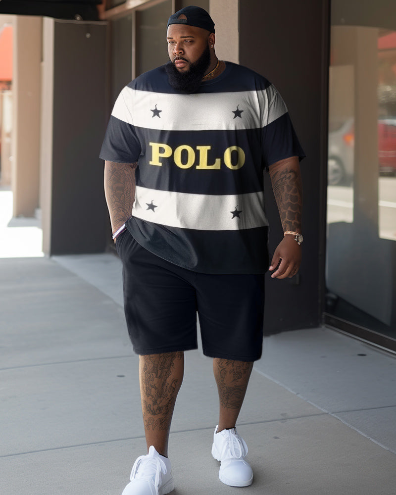 Men's Plus Size Color Matching POLD Two-Piece Set
