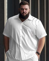 Men's Plus Size Black Line Short Sleeve 2 Piece Walking Suit