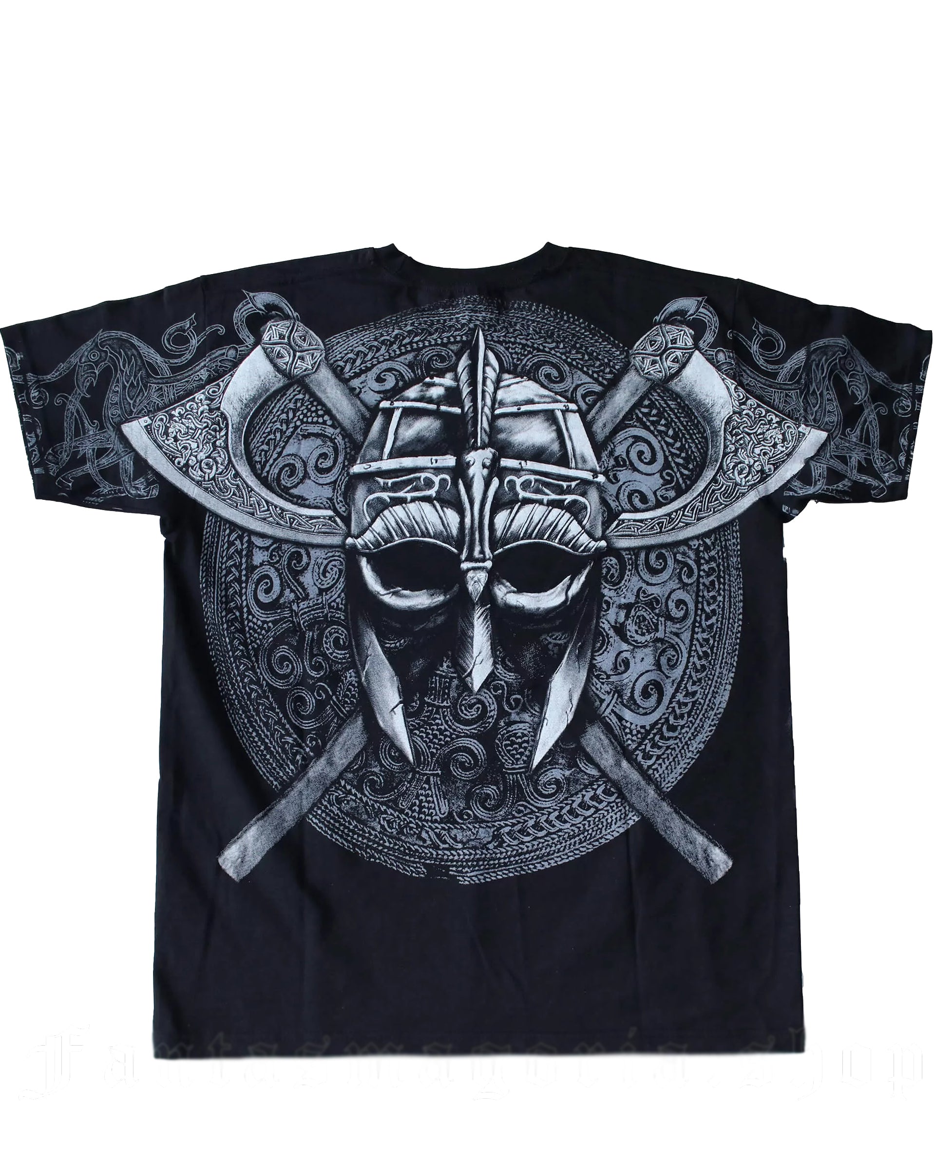 Plus Size Men's Viking Warrior T-shirt With Eye-catching Print On Front And Back