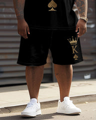 Street Casual King With Crown Print Large Men's Set