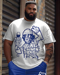 Men's Plus Size Street Casual Funny Bier Graffiti Print T-Shirt Shorts Suit