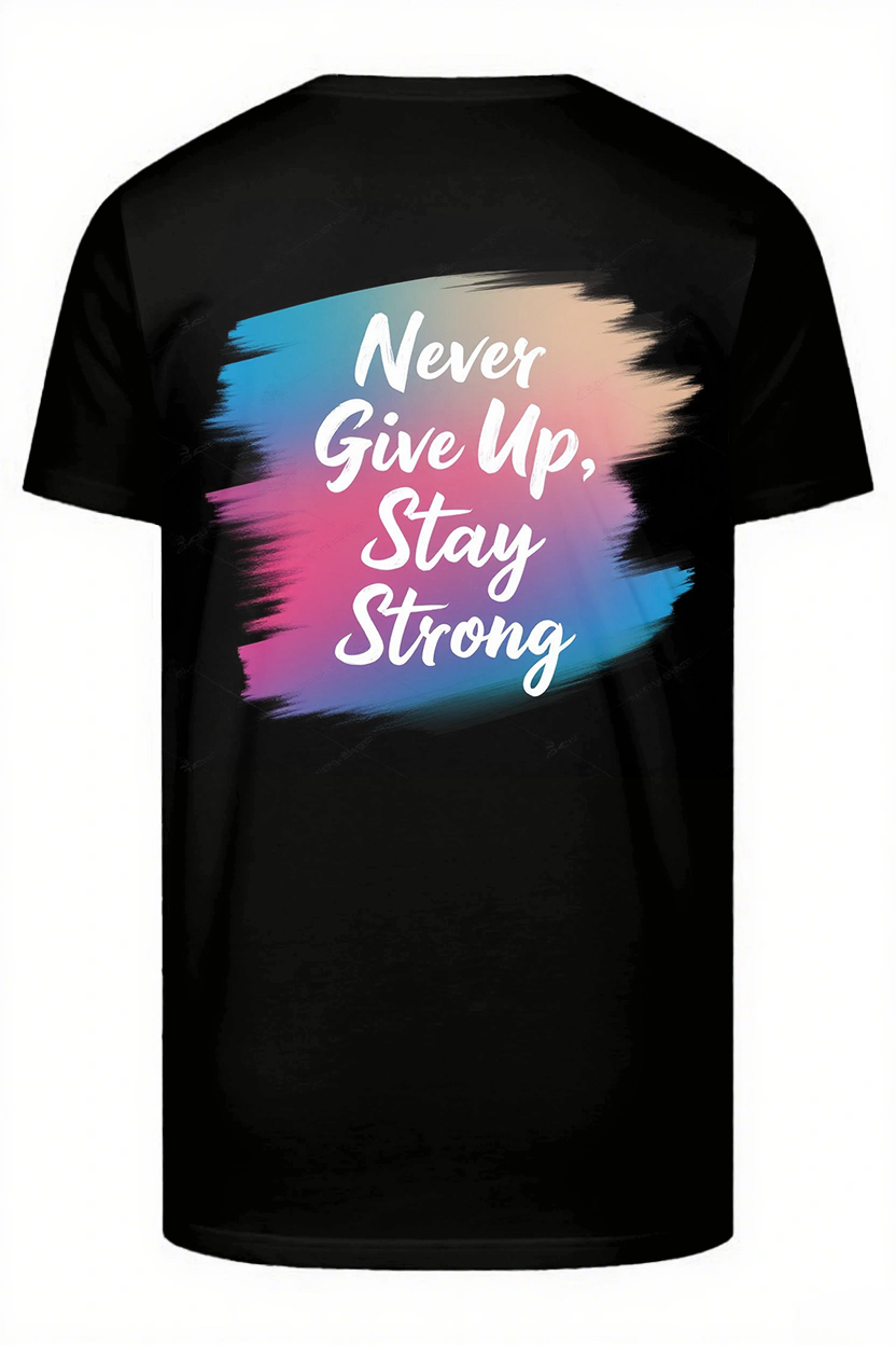 Never Give Up and Stay Strong Men's Big and Tall Simple Back Letter Short Sleeve T-shirt 2-Piece Set
