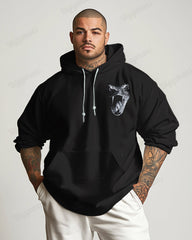 Cotton-Premium Cloth Color Front And Back Print Snake King Pattern Men's Loose Oversized Hoodie