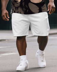 Big & Tall Men's Daily Casual Gorillas with Sunglass Cartoon Short-Sleeved T-shirt and Short Set