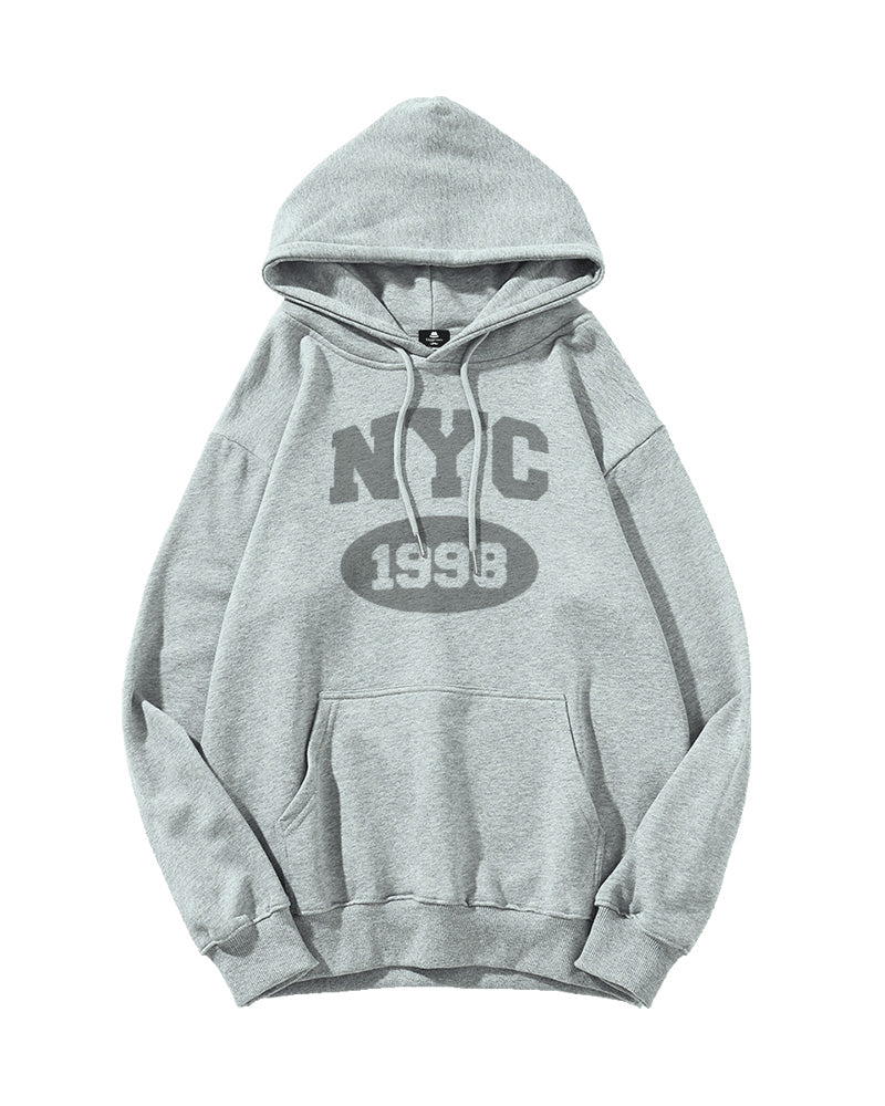 New York 1998 Print Oversized Cotton Hoodie
