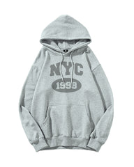 New York 1998 Print Oversized Cotton Hoodie