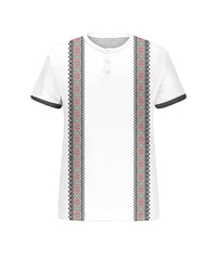 Men's Plus Size Daily Casual Gray Pattern Printed Henry Collar Button Short Sleeve T-Shirt