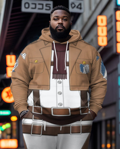 Men's Plus Size Tracksuit Attack on Titan Custome Hoodie and Pants Set