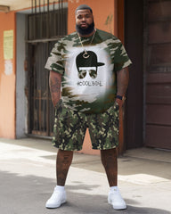 Street Casual Camouflage Letter Print Big Men's Set