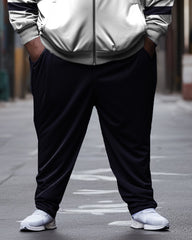 Men's Plus Size Jogger White Sportswear Two Piece Set
