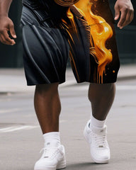 Men's Big & Tall Cool Firefighter Gorillas Print Daily Fashion Short-Sleeved T-shirt & Short Set