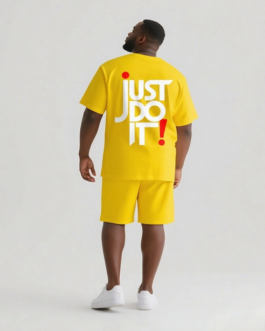 Quit Thinking Start Doing Big & Tall Men's Simple Lettering T-shirt 2-Piece Set