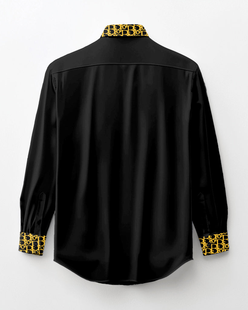 100% Cotton Featured Patchwork Lapel Long Sleeve Shirt Big Guys