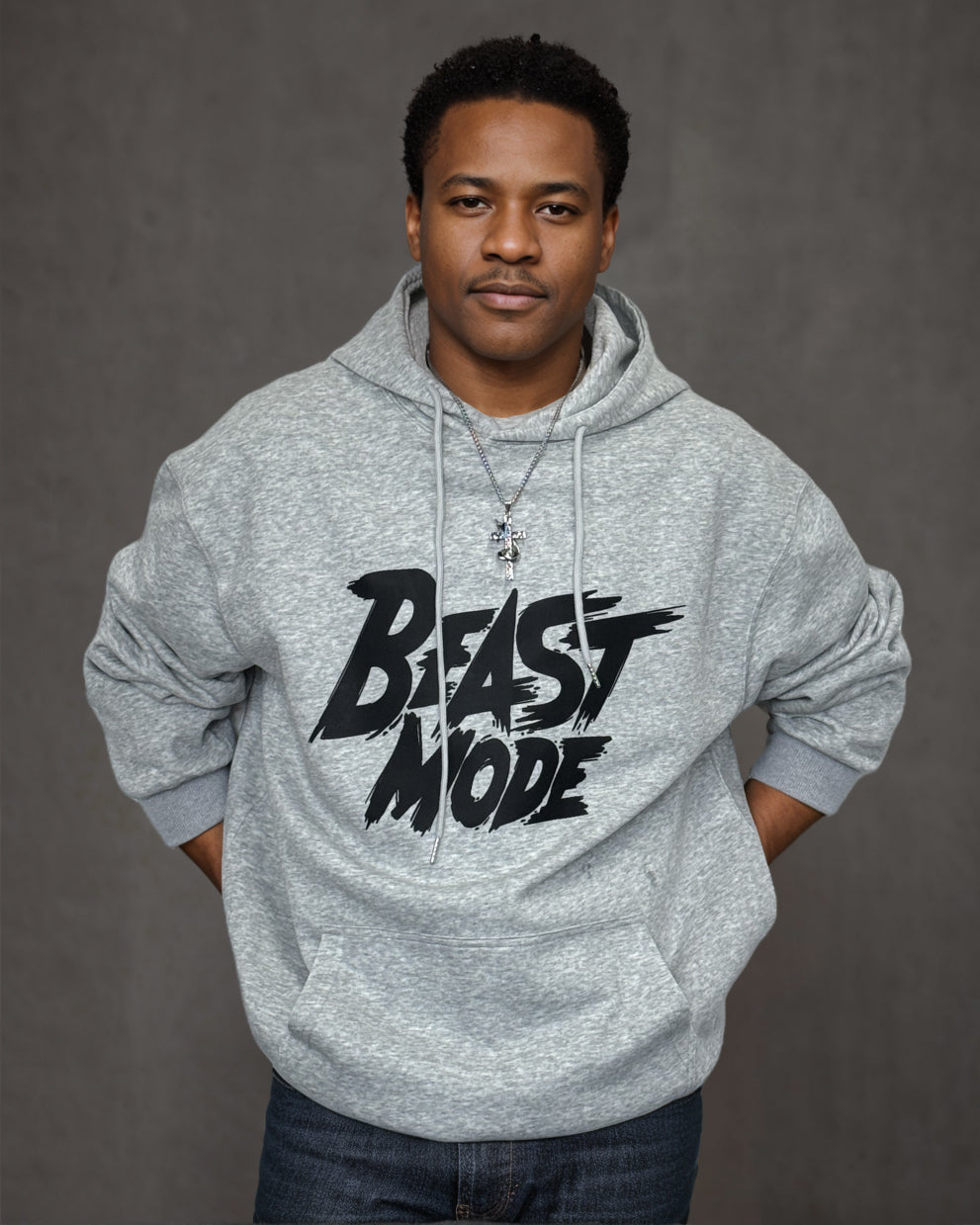 Cotton Material - Beast Mode Letter Printing Men's Loose Oversized Hoodie