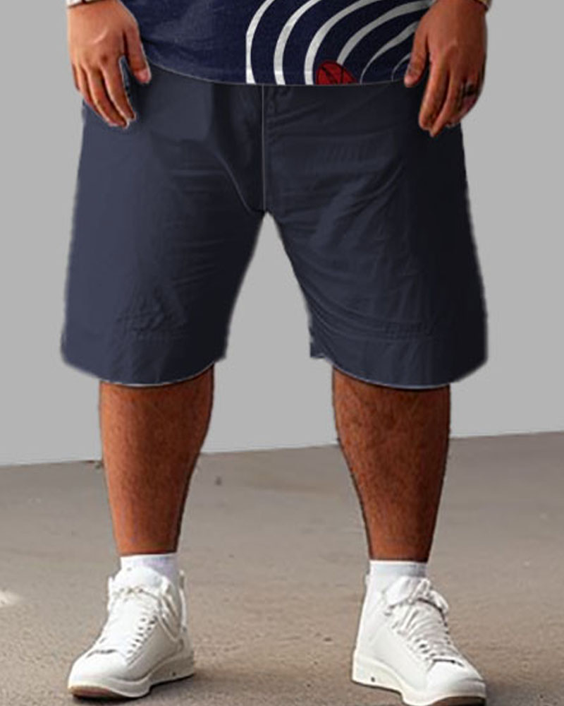 Front And Back Printed Letter Bee T-Shirt Shorts Suit Men's Plus Size