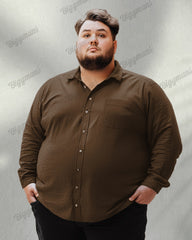 Solid Color 4 Color Optional Pocket Long Sleeve Lapel Shirt Men's Plus Size